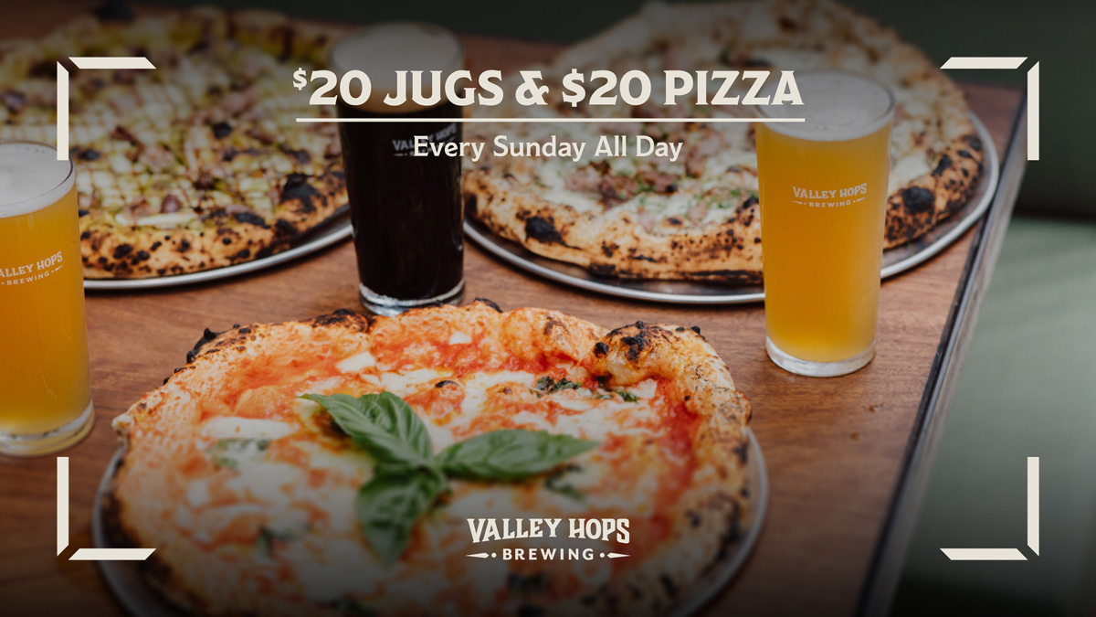 $20 Jugs and $20 Pizza Sunday Valley Hops Brewing Brisbane